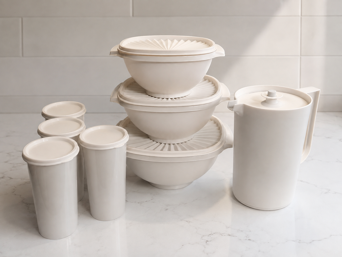 Ensemble de service Tupperware blanc classique