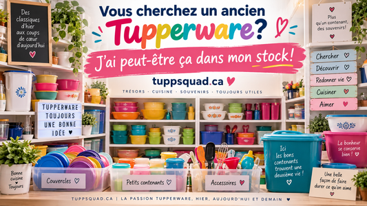 Vous cherchez un ancien Tupperware? 👀 J’ai peut-être ça dans mon stock!