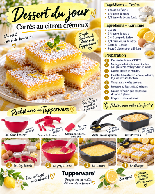 Carrés au citron crémeux : une douceur simple et irrésistible 🍋💛