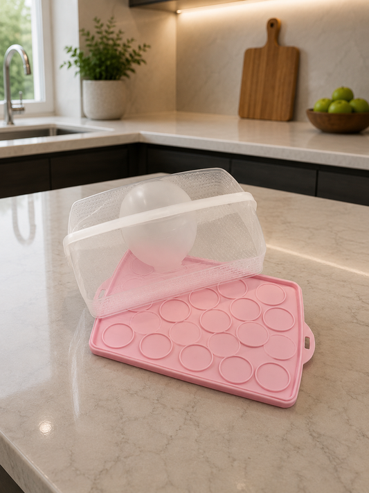 🍰 Tupperware Rectangular Pink Cake Dome – Two displays, one solution!