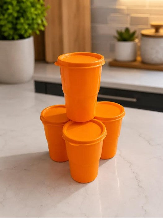 🧡 Verres Tendance Orange Tupperware – Ensemble de 4