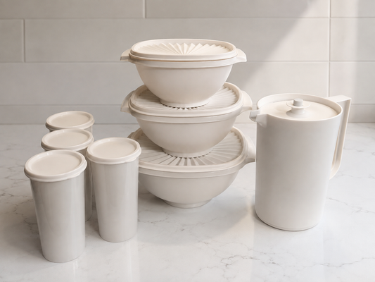 Ensemble de service Tupperware blanc classique