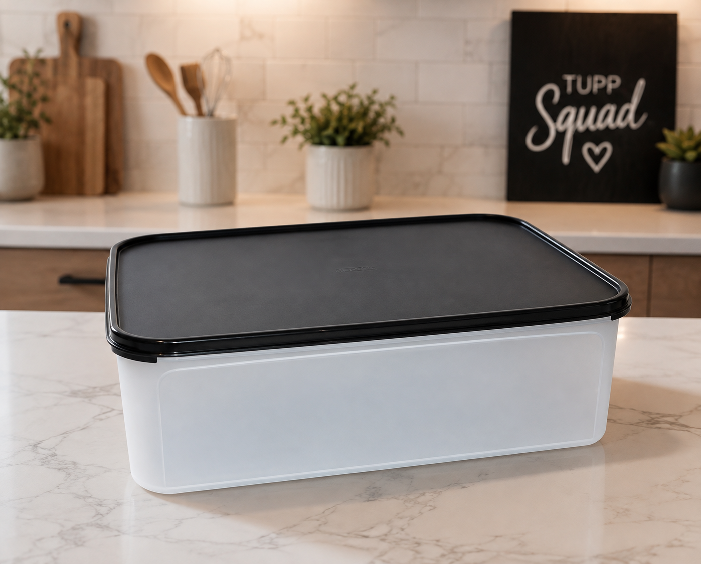 🖤 Gros bac de rangement Tupperware – Couvercle noir 🖤