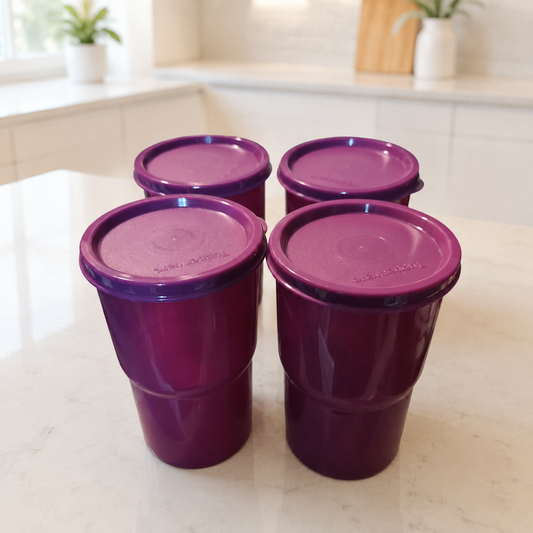 Ensemble de 4 gobelets Impressions Tupperware avec couvercles