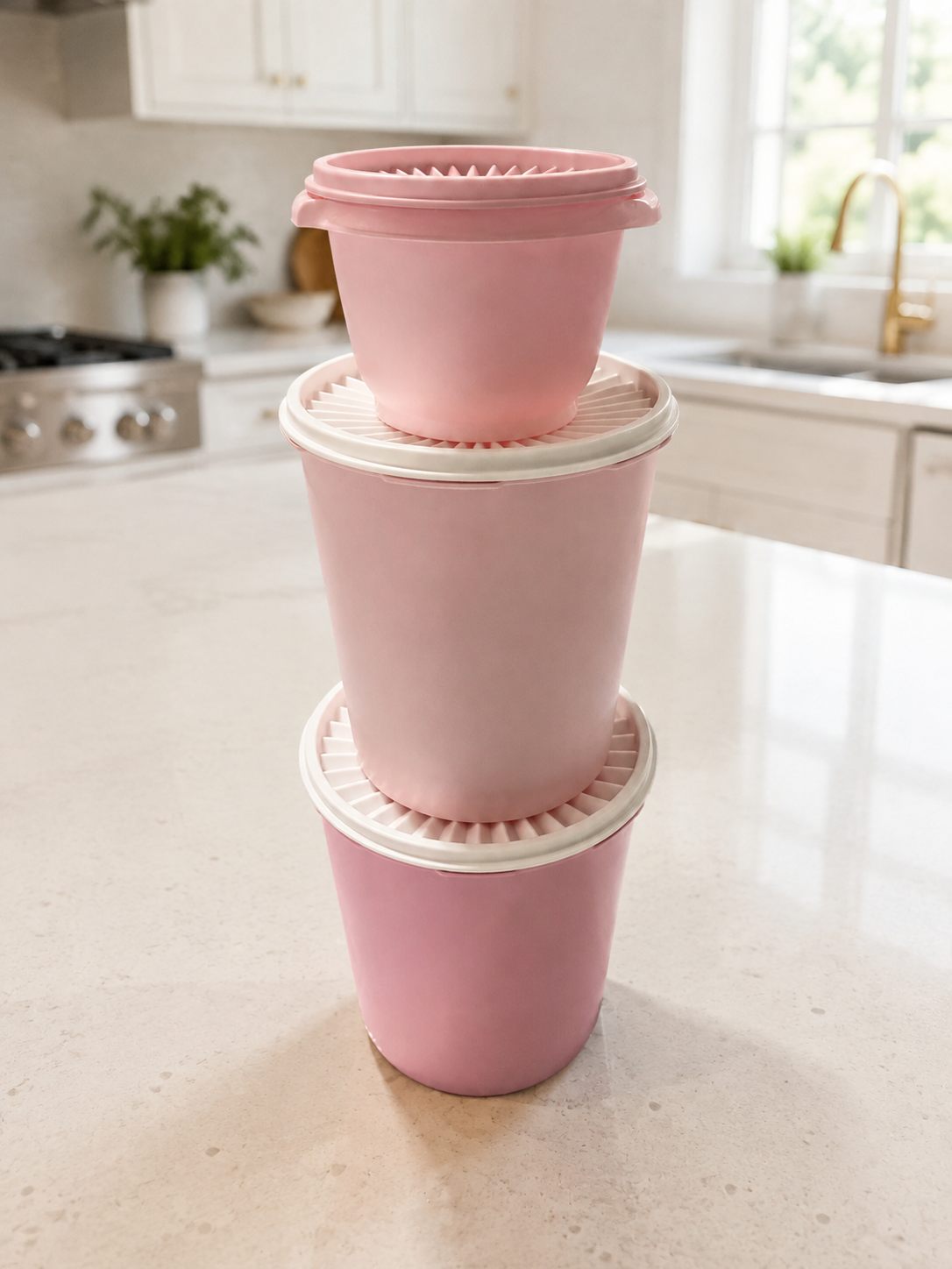 Ensemble de 3 Garde-ingrédients Décorum roses Tupperware