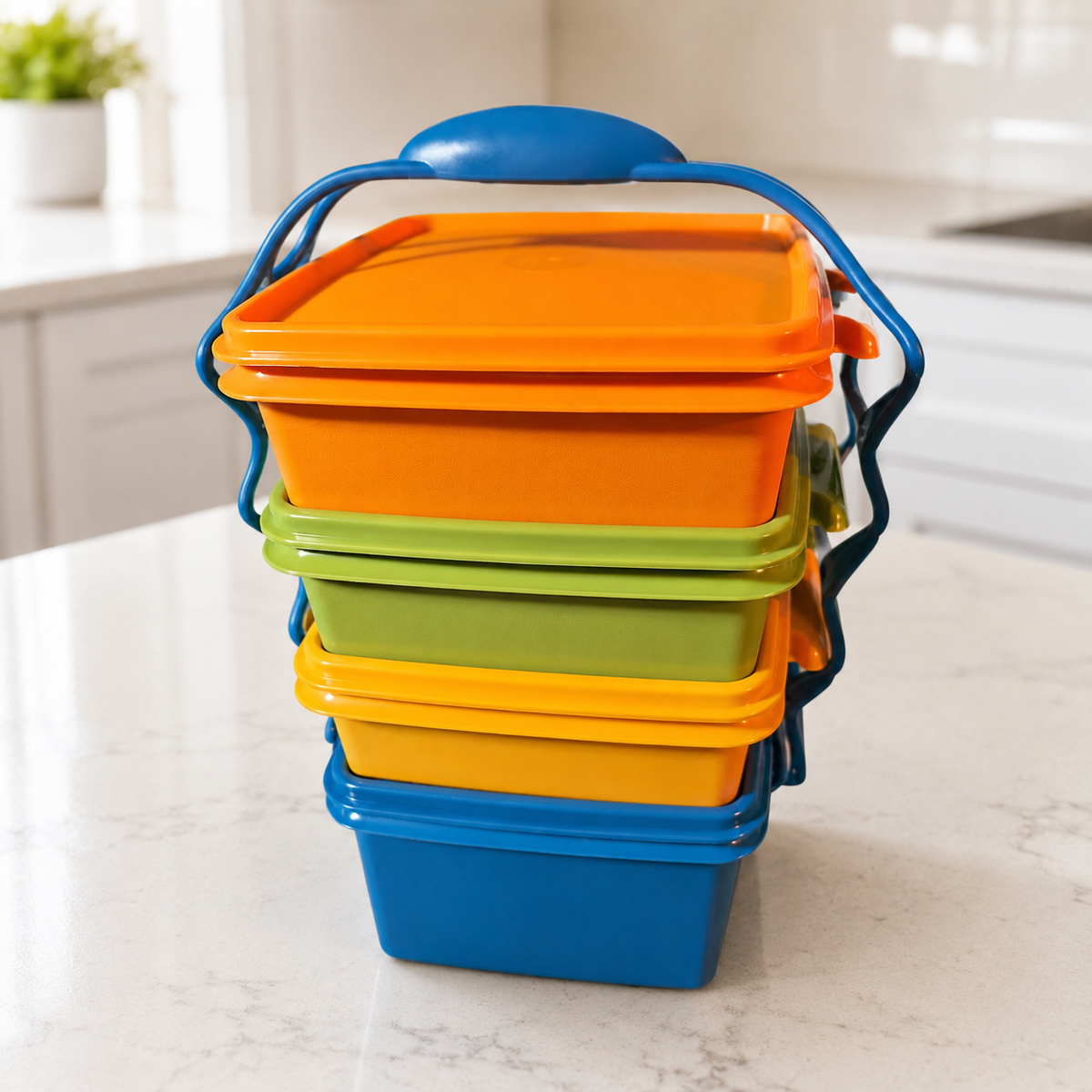 Ensemble Tupperware empilable avec poignée – 4 contenants